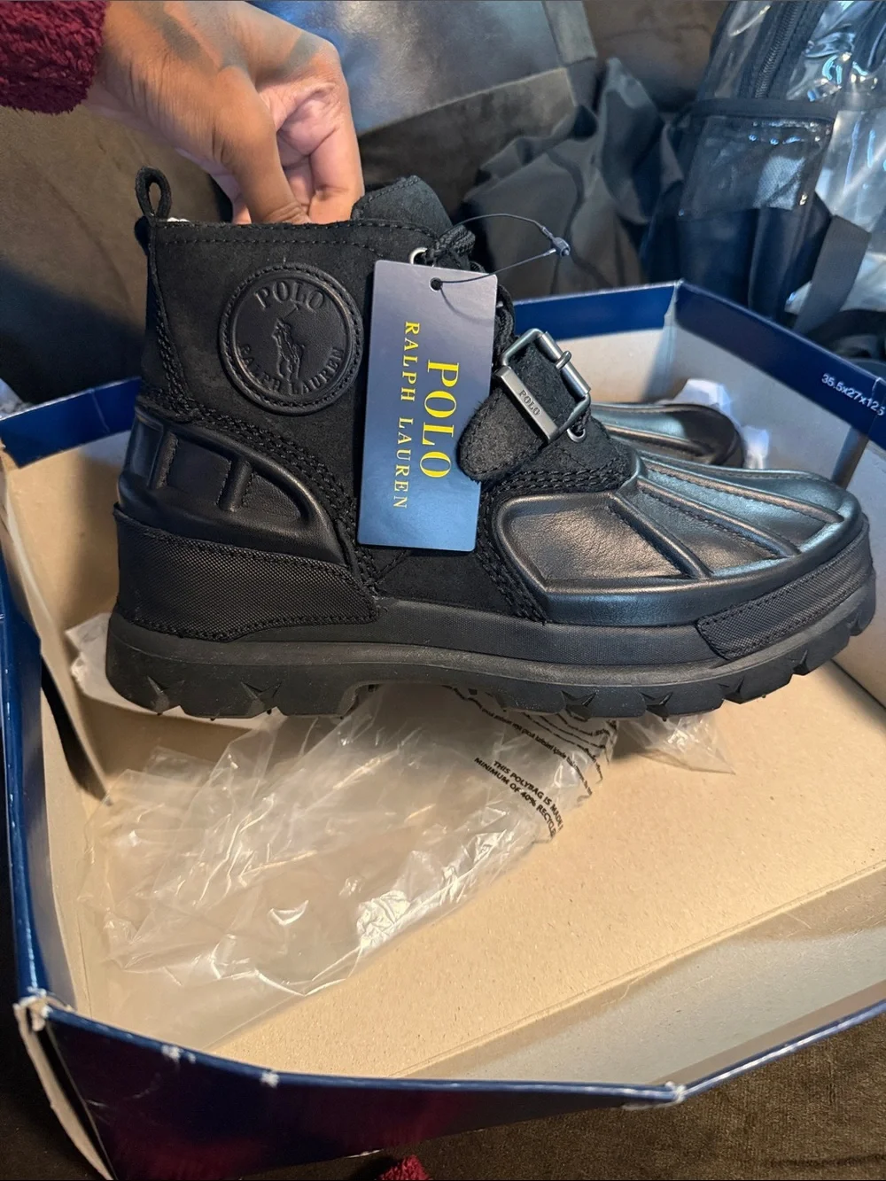 ** BRAND NEW ** Polo by Ralph Lauren Men’s Black Waterproof Hiker Boots